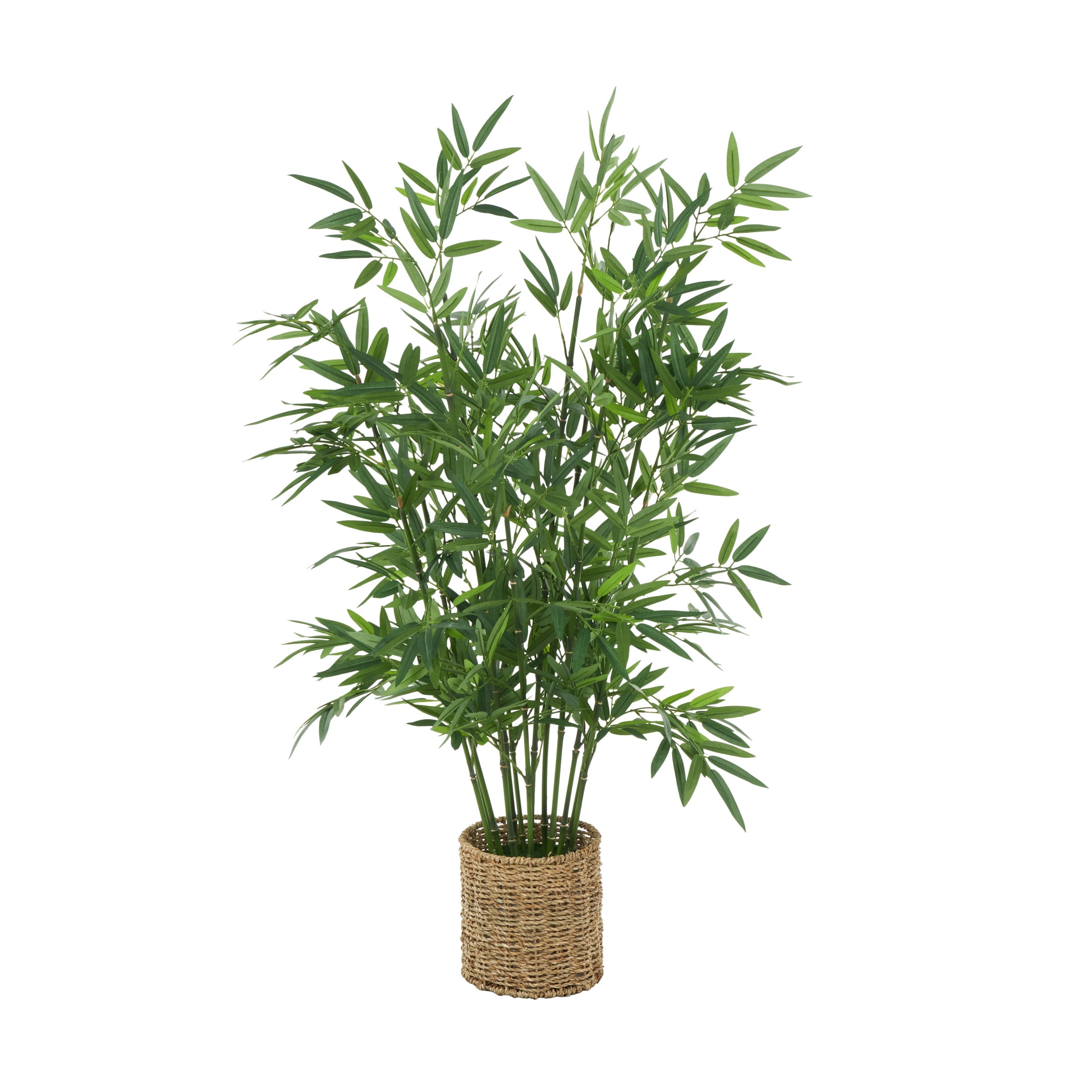 DecMode 40" Artificial Bamboo Tree in Realistic Leaves and Brown Seagrass Pot