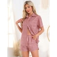 thumbnail image 3 of DARING DIVA 2 Pieces Plaid Pajama Short Sleeve Set Button Down Shirt XS Red, 3 of 6