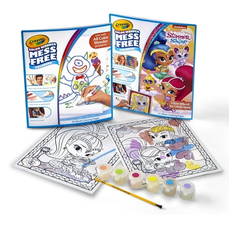 Crayola Color Wonder Shimmer & Shine Mess Free Coloring Art Set, Gift, Beginner Unisex Child, 64 Pcs