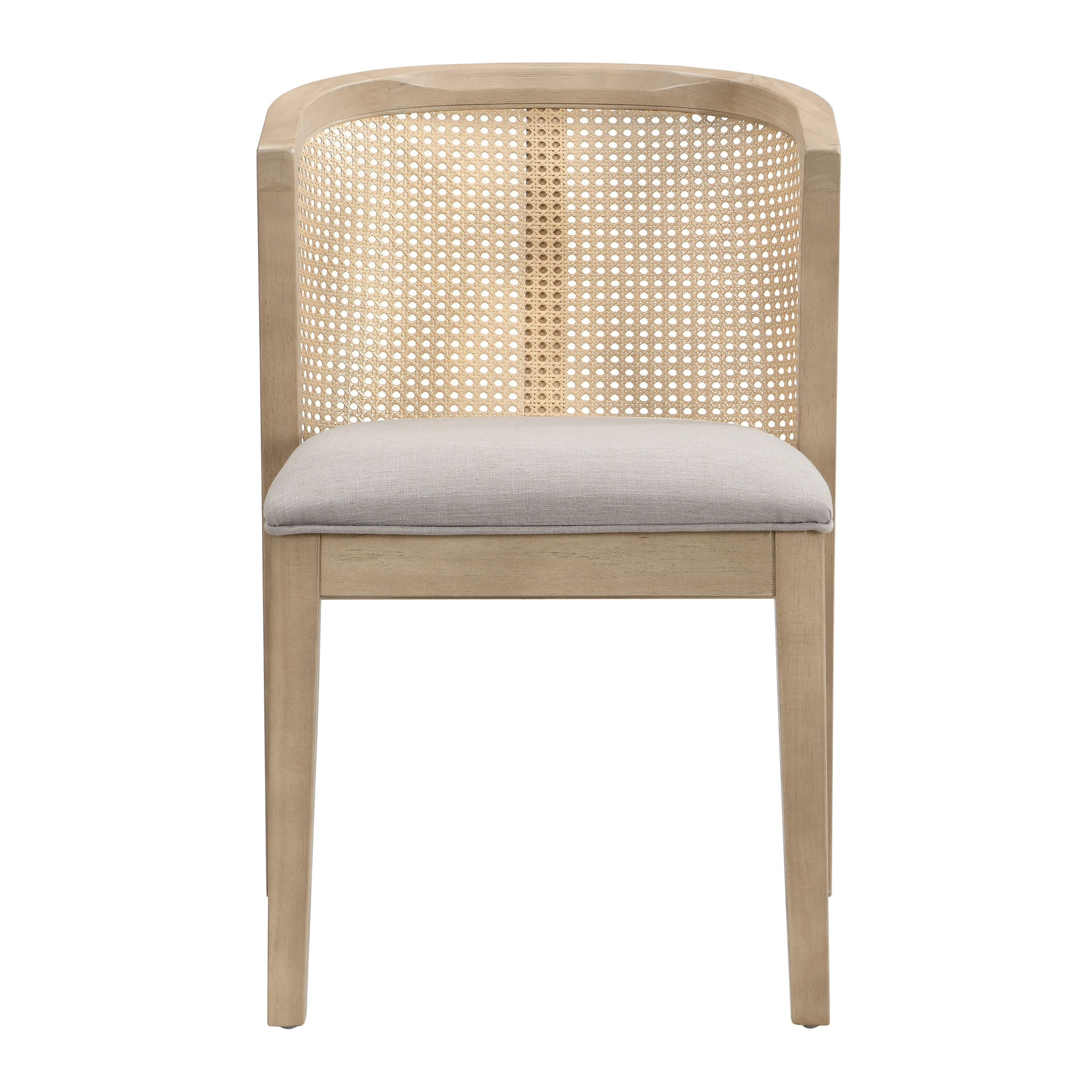 Christopher Knight Home Wood Dining Chairs with Cane Rattan Backrest, Light Ash+Pebble, Set of 2