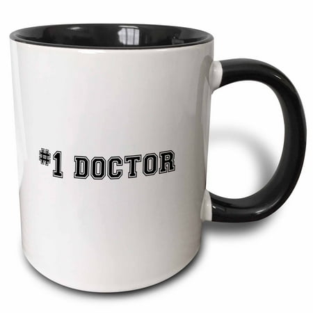 

3dRose #1 Doctor - Number One Doctor for worlds greatest and best doctors - Medical professional gifts - Two Tone Black Mug 11-ounce