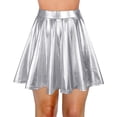 thumbnail image 3 of Women's Fashion High Waist Pleated Skater Skirt Flared A Line Mini Skort Shiny Metallic Loose Short Skirt Trendy Casual Wear, 3 of 6