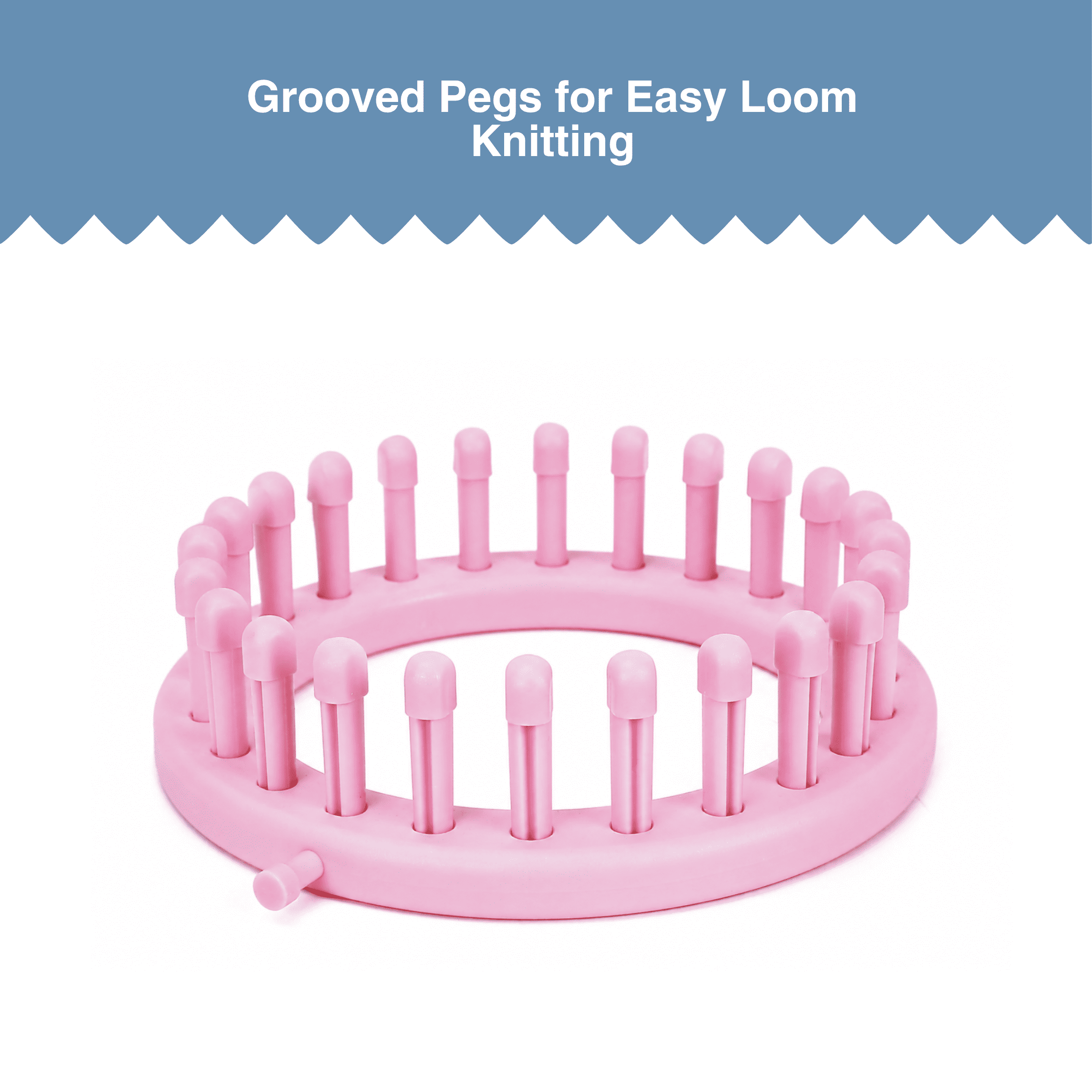 Hello Hobby Small Round Knitting Loom Kit, 5.5-Inch, 24-Peg, 3-Piece Set