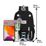 DAKIMOE Fashion Teenage Backpack Student Middle School bag Men and Women Anti-theft Laptop Backpack with USB Charging Port (Black), One Size