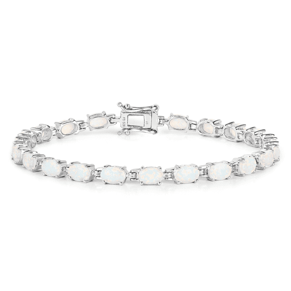Genuine Opal Tennis Bracelet in Sterling Silver, 3.50 Carats October Birthstone Jewelry for Women