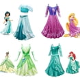 thumbnail image 2 of Disney princesa sirena Ariel Rapunzel Jasmine vestido niñas Tiana niños Cosplay disfraz Halloween cumpleaños fiesta ropa Outfits7-8T Gao Jinjia LED, 2 of 2
