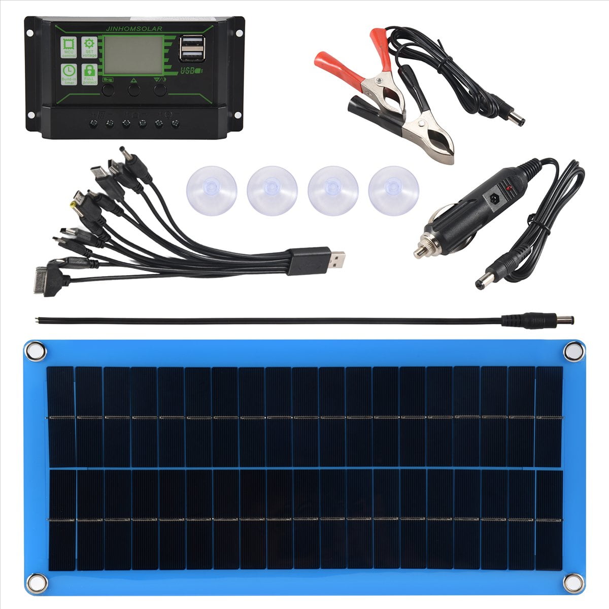 300W Solar Panel 12V 5V Dual USB Controller Waterproof Monocrystalin Solar Cells Battery Charger -100A