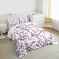 thumbnail image 3 of Manfei Purple Flower Queen Comforter Set, Spring Garden Floral Bedding Sets, Tropical Vintage Blossom Bedding Comforter Set, Luxury Bedroom Decor Reversible 3 Pieces, 3 of 8