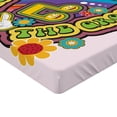 thumbnail image 2 of Ambesonne Retro Emoji Fitted Sheet, Groovy Hippie Artwork, Twin Size, Soft Pink Multicolor, 2 of 3