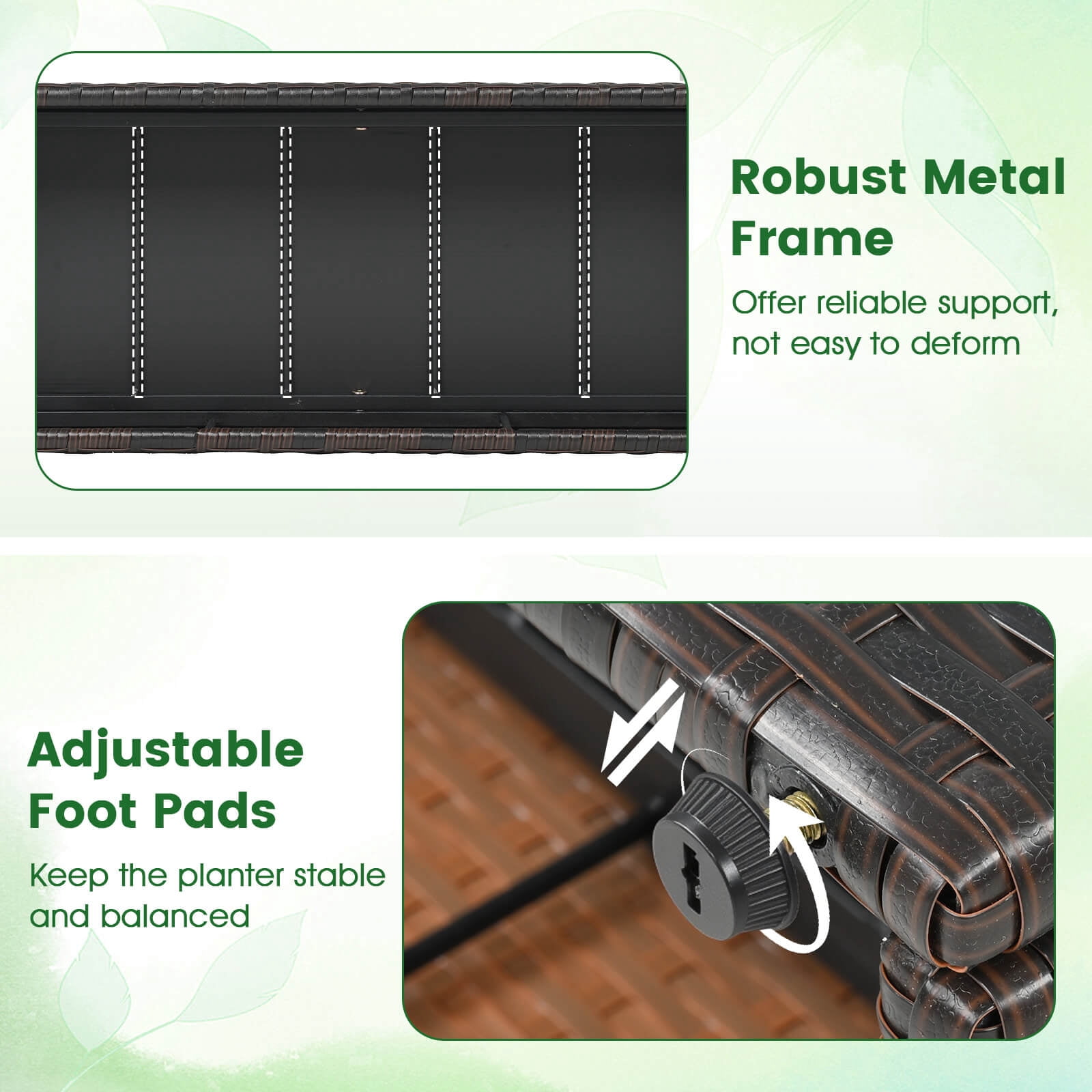Costway 2 PCS 58” Raised Garden Bed with Trellis, Wicker Planter Box with Privacy Screen Brown