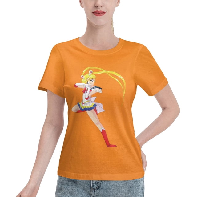 T-Shirt Basique à Manches Courtes pour Femmes Sailor Moon Moon Hare