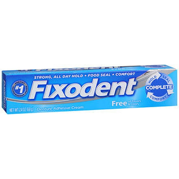 Fixodent Denture Adhesive Cream Free - 2.4 oz, Pack of 2