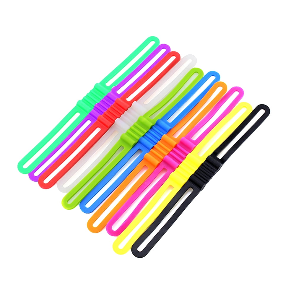 10 PCs Silicon Strap Torch Phone Flashlight Bands Elastic Bandage Light Mount Holder Bike Accessories for Mountain Road Bike  (Mixed Colors)