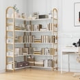 thumbnail image 4 of Casendy 5 Tiers Tall Corner Bookshelf, L Shaped Bookshelves and Bookcases Etagere Bookcase Display Storage Shelves for Living Room, Gold, 4 of 9