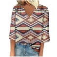 thumbnail image 2 of Summer Plus Size Tops For Women 2023 Trendy Summer V-Neck 3/4 Sleeve Print Casual T-shirt Blouse Up to 65% off, 2 of 5