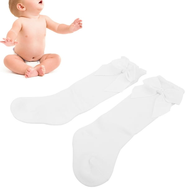 Lindos Calcetines Hasta La Rodilla de Algodón para Bebés Con Lazo, Elegantes y Cómodos, Adecuados para Uso Diario, Entretenimiento y Vijes