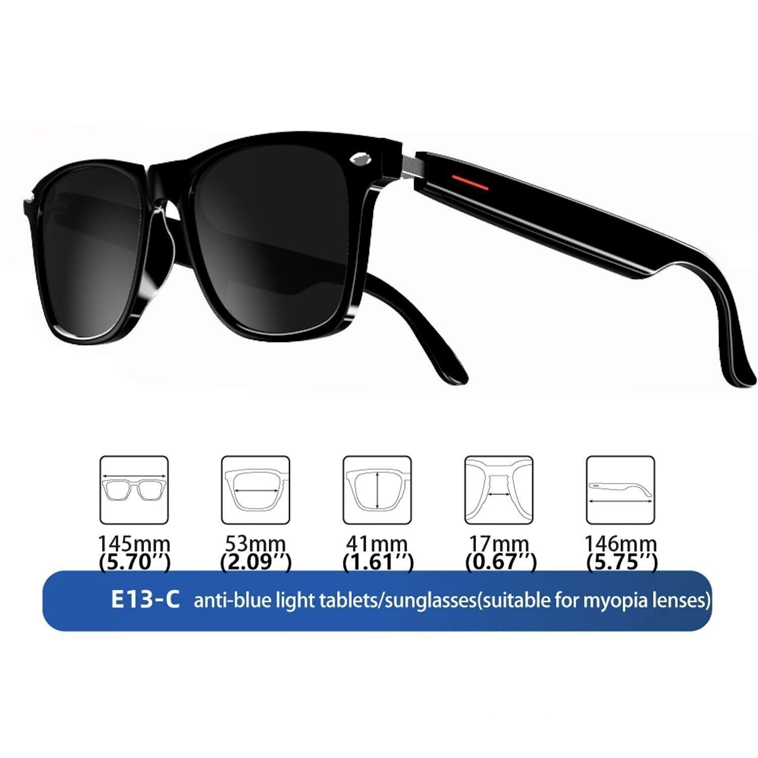 Smart Glasses,Remote Camera &Bluetooth Call & Music Sunglasses Headset Headphone