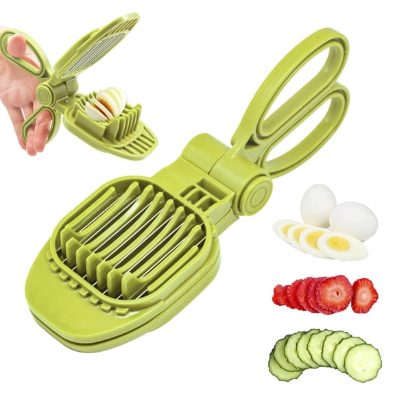 Fruit Slicer, Strawberry, Banana, Kiwi Cutter, Egg Slicer for Hard Boiled Eggs, for Soft Fruit Sausages, Cucumbers, Mushroom Cutter, Rapid & Safe Slicing Kitchen Gadgets (Green)