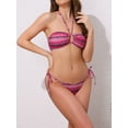 thumbnail image 2 of DARING DIVA Women's Colorblock Stripes Ripple Bikini Sets Medium Hot Pink, 2 of 6