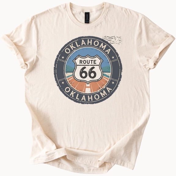 Kiraa Tee with Oklahoma Route 66 Graphic T Shirt Retro Road Trip Tee Unique Highway Sign Travel Shirt Classic Oklahoma Souvenir Gift Shirt Birthday Gifts; For Men & Women