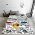 thumbnail image 5 of Salouo Hello Print Bed Blankets,Flannel Blanket Comfortable Air Conditioning Blanket Lightweight Blanket for Sofa Bed Travel & Couch -50"x40", 5 of 8