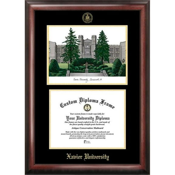 Campus Images OH990LGED Xavier UniversityGold embossed diploma frame with Campus Images lithograph