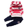 thumbnail image 1 of Gyratedream Two-Piece Suit Baby Boys Kids Long-Sleeved Hooded Striped Sweater + Trousers Pants Suit outfits, 1 of 4
