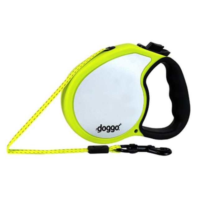 Doggo DGO RLSH NY LG 16 ft. Reflective Retractable Leash, Yellow - Large