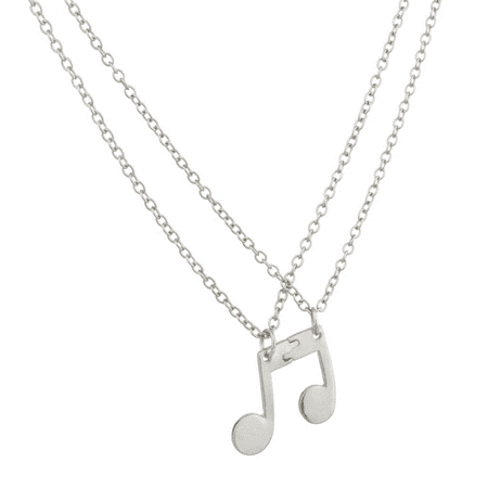 Lux Accessories Eighth Note Music Symbol BFF Best Friends Forever Necklace Set (2 PC).