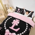 thumbnail image 3 of Manfei Kawaii Bow Personalized Initial L Twin Bedding for Girls,Cartoon Pearl Bowknot Alphabet Duvet Cover Set for Kids Teens,Pink Reversible,Microfiber Bedroom Decor,2pcs,No Comforter, 3 of 6