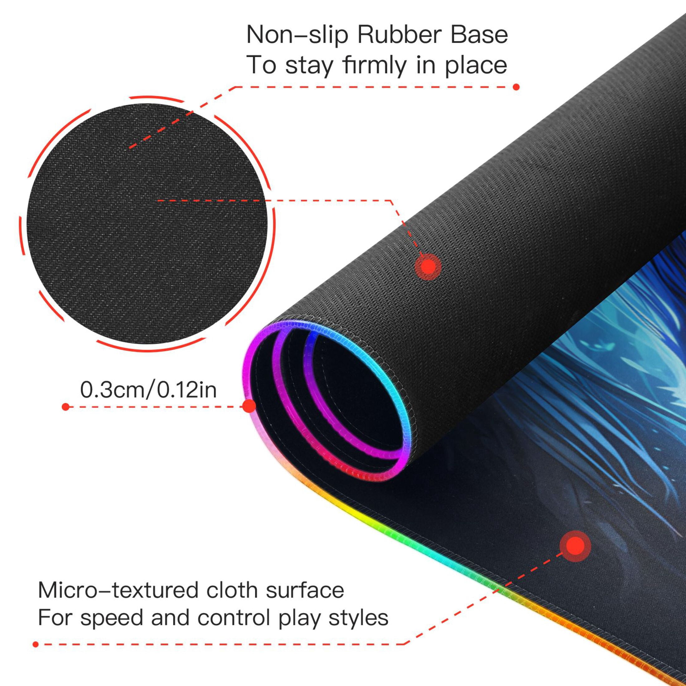Large RGB Gaming Mouse Pad Led Glowing Mousepad Non-Slip Rubber Base 13 Light Modes 31.5x11.8 Fantasy Dragons Head