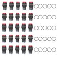 thumbnail image 1 of 25 uds 16mm 5 pines interruptor de botón redondo interruptores de alimentación de bloqueo automático con luz 220VRed, 1 of 5
