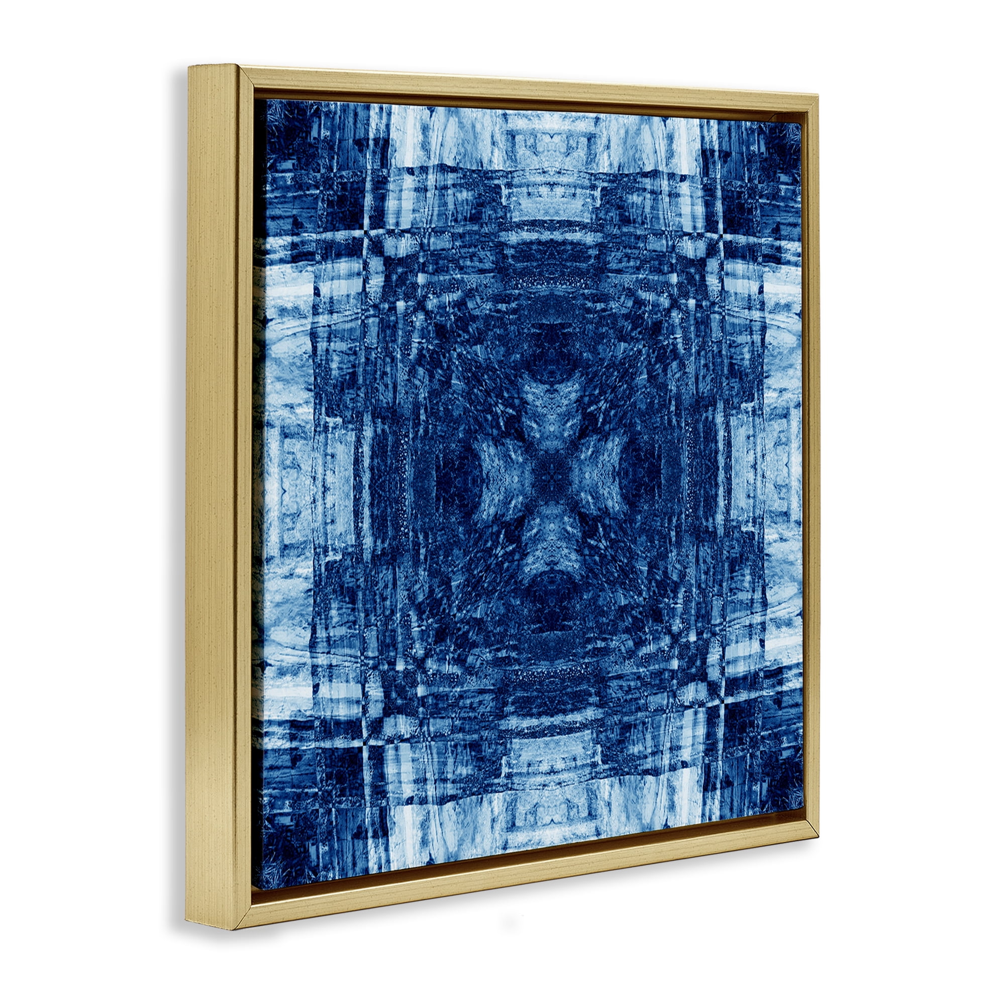 Stupell Industries Linear Geometric Pattern Abstract Painting Gold Floater Framed Canvas Art Print Wall Art, 18 x 18