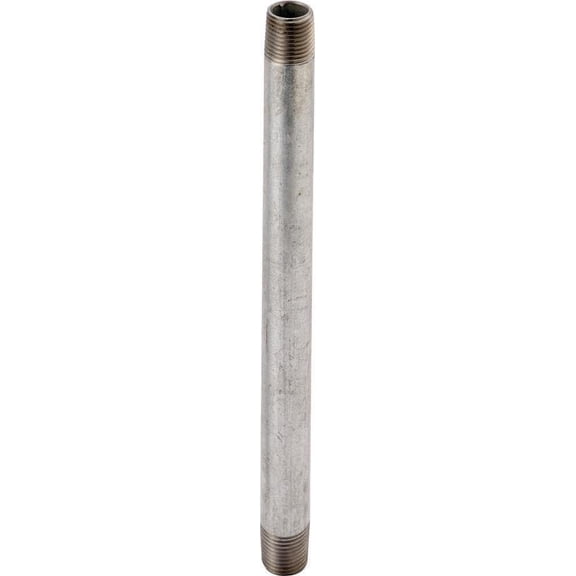 WORLDWIDE SOURCING 1/2X11/2G Standard Pipe Nipple, 1/2 in, Threaded, 1-1/2 in L, Steel, Galvanized