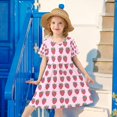 thumbnail image 6 of FORMRS Girls Short Sleeve Dress Summer Casual Round Neck A-line Beach Sundress, Sizes 2T-8T, Cartoon Strawberry, 6 of 8