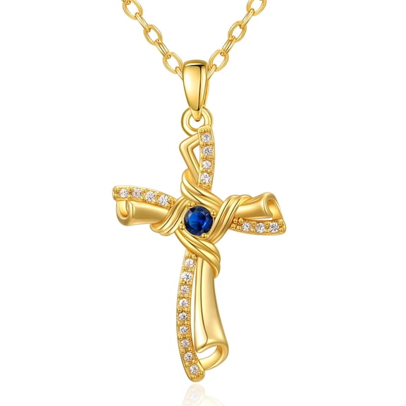 Twisted Cross Birthstone Necklace for Women, Heartfelt Pendant Jewelry