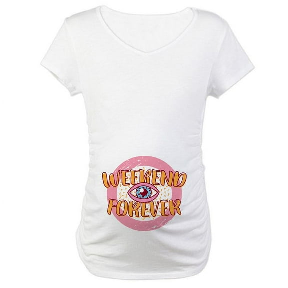 CafePress - Retro 80S Weekend Forever Maternity T Shirt - Cotton Maternity T-shirt, Cute & Funny Pregnancy Tee