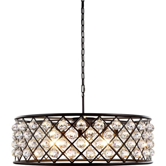 Pendant MADISON 8-Light Mocha Brown Clear Crystal Faceted Royal Cut Forg EL-3505