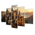 thumbnail image 2 of Designart "Glow Warm Castles Golden art painting" Architecture Metal Art Print Set, 2 of 5
