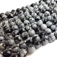 thumbnail image 4 of K-KED Natural Gemstone Black Snowflake Obsidian Round Bead 15" Strand 4/6/8/10mm-4 mm, 4 of 6