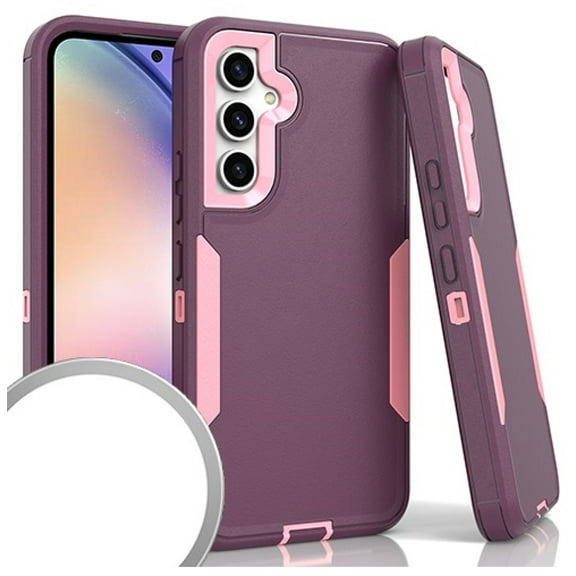 For Samsung Galaxy A54 5G S546VL A546U Tough Phone Cover Case   Tempered Glass - Purple