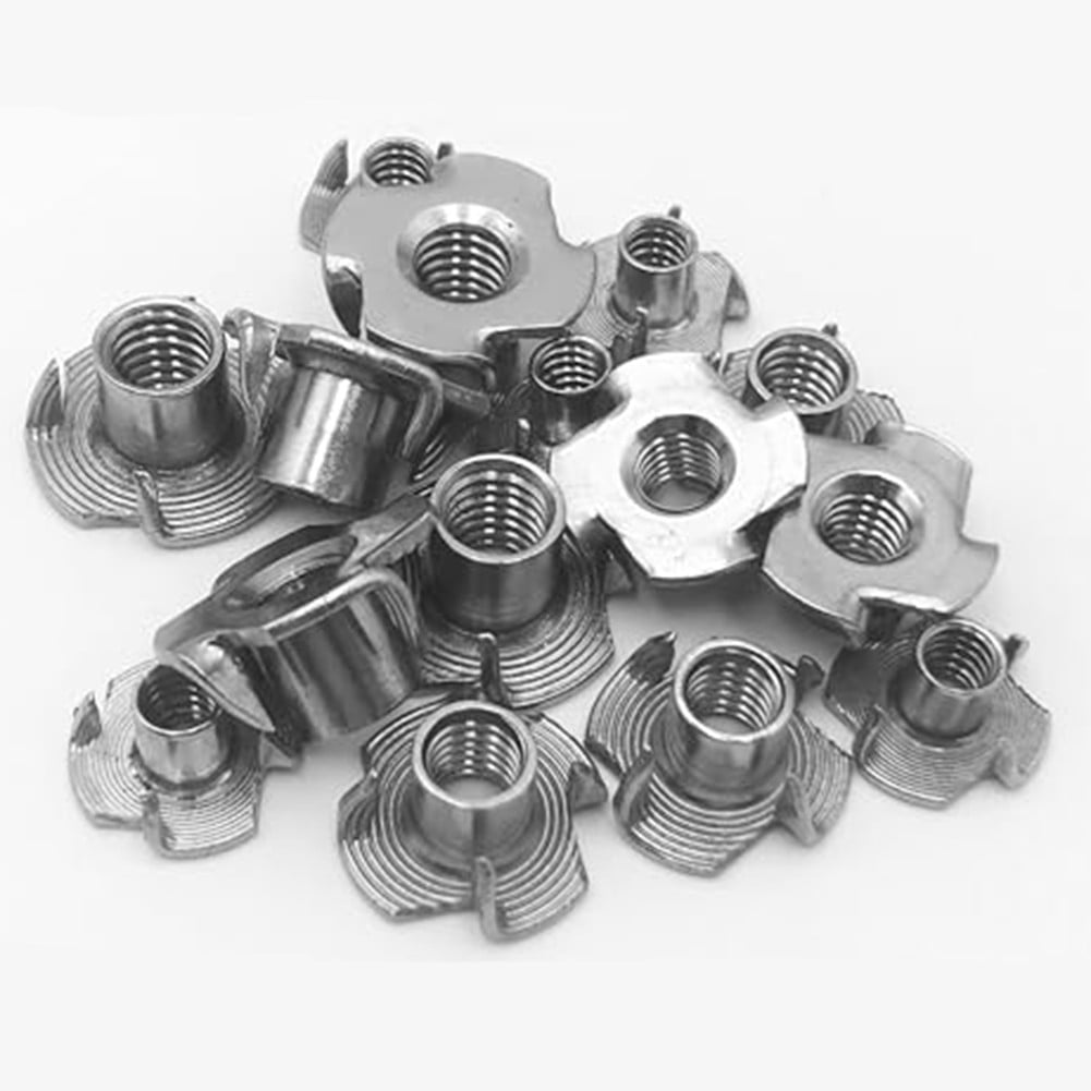 105Pcs T Nut Tee Nut 4 Pronged T-Nut Tee Nut 4 Pronged Blind Nut Stainless Steel