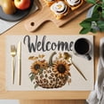 thumbnail image 2 of Retro Leopard Pumpkins Placemats Set of 8 Welcome Sunflowers Rustic Place Mats Indoor Wipeable Table Mats Washable Cloth Dining Table Placemats for Kitchen Holiday Party Home Decor 13x19 Inch, 2 of 9