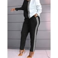 thumbnail image 3 of Conjunto Casual De 2 Piezas, Top De Manga Larga Con Bloque De Color Y Pantalones Elásticos De Cintura Alta, Ropa De Mujer, 3 of 4