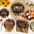 thumbnail image 7 of 80PCS New Years Dinnerware Set Serve 20 Guests, 2026 Happy New Years Eve Plates, Gold and Black New Years Plates Napkins and Forks, 2026 New Years Eve Party Supplies, 7 of 7