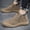 Khaki, variant on Casual Attire (Unisex) &  High-Top Boots - Slip-On Outdoor Casual Shoes with Low-Cut Tube , Men's Rubber Sole & Cushioned Insole - All-Terrain Traction for,