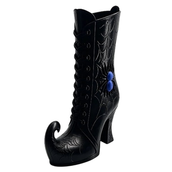 JWZZYD Gothic Witch High Heel Boot Vase, Black 9.8 Inch Resin Decorative Flower Vase