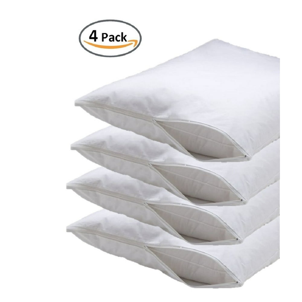 Vinyl Pillow Protector with Zipper 4 Pack