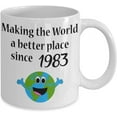 thumbnail image 2 of Making the World a Better Place Since 1983 Coffee Mug 36th, 37th Birthday Gift Idea Women Kid Girl Boy, 36, 37 Year Old Tea Cup Christmas Xmas, 2 of 2