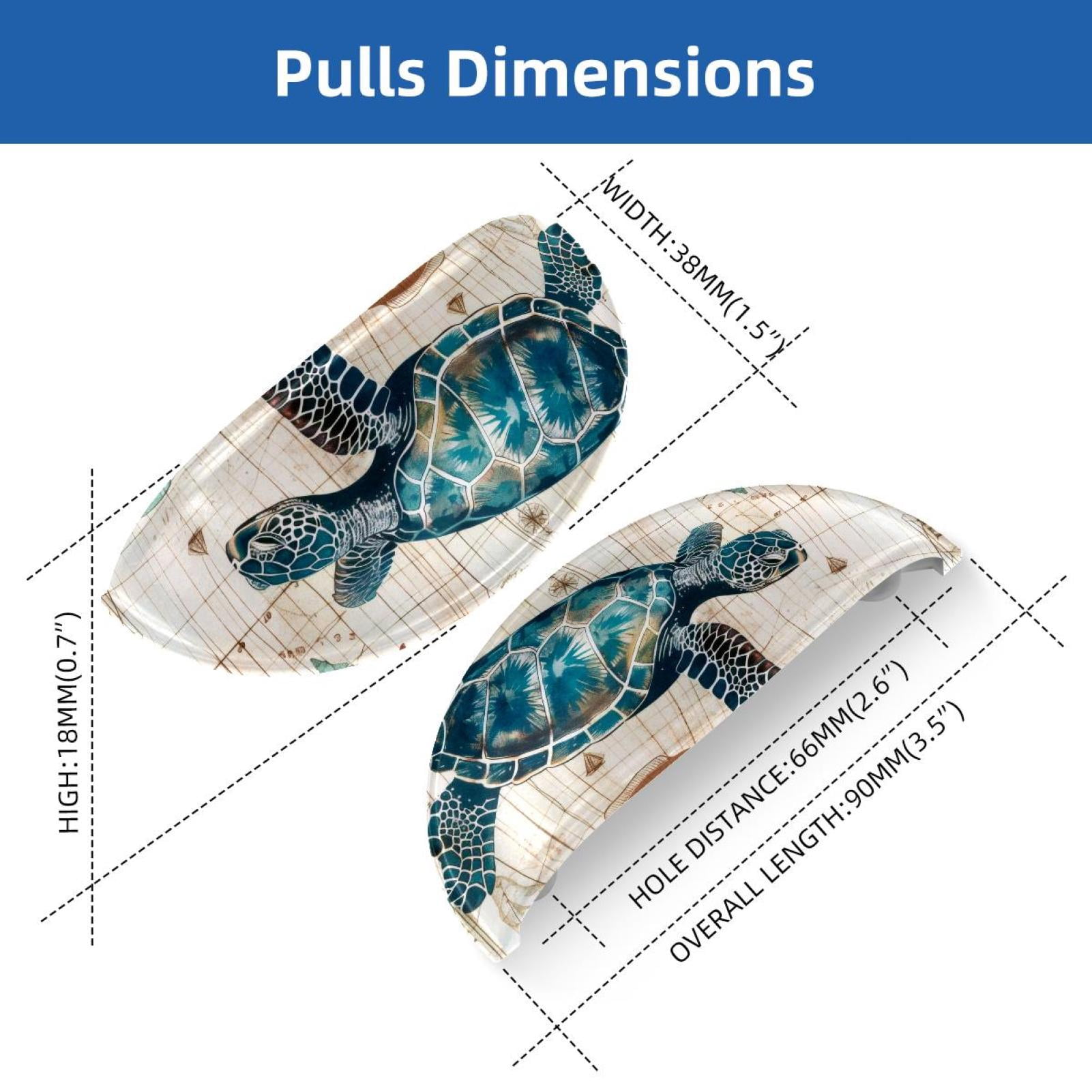 PhooArto 6 Pcs Cup Drawer Pulls, Vintage Sea Turtle Starfish Shell Shape Handles Cabinet Knobs for Dresser Cupboard Closet Wardrobe with Screws